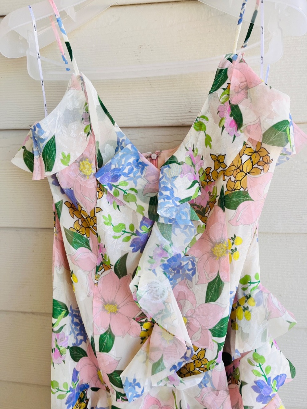 Elliatt - Australia 🇦🇺 L Kyla Asymmetrical Ruffle Gown Organza Straps Floral - Picture 11 of 16